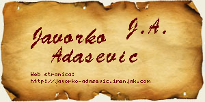 Javorko Adašević vizit kartica